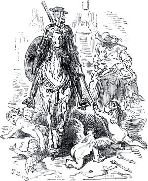 Часть вторая. Конец главы LVII. Иллюстрация Гюстава Доре (1832–1883) к «Дон-Кихоту» Мигеля де Сервантеса (1547-1616)
