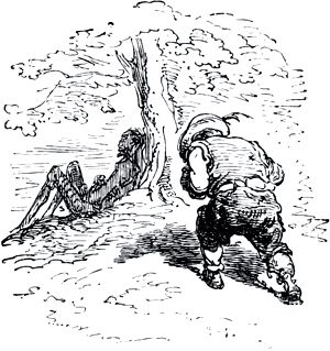 Часть вторая. Конец главы LXVI. Иллюстрация Гюстава Доре (1832–1883) к «Дон-Кихоту» Мигеля де Сервантеса (1547-1616)