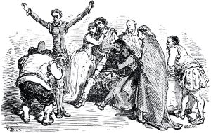 Конец главы XLIII. Иллюстрация Гюстава Доре (1832–1883) к «Дон-Кихоту» Мигеля де Сервантеса (1547-1616)
