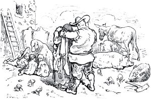 Часть вторая. Конец главы V. Иллюстрация Гюстава Доре (1832–1883) к «Дон-Кихоту» Мигеля де Сервантеса (1547-1616)