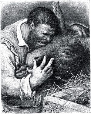 Разговор Санчо с ослом. Иллюстрация Гюстава Доре (1832–1883) к «Дон-Кихоту» Мигеля де Сервантеса (1547-1616)