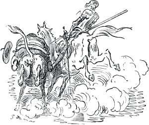Часть вторая. Конец главы LXI. Иллюстрация Гюстава Доре (1832–1883) к «Дон-Кихоту» Мигеля де Сервантеса (1547-1616)