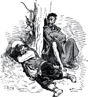 Часть вторая. Конец главы LXVII. Иллюстрация Гюстава Доре (1832–1883) к «Дон-Кихоту» Мигеля де Сервантеса (1547-1616)