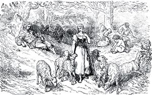 Глава XII, о том, что рассказал новый пастух. Иллюстрация Гюстава Доре (1832–1883) к «Дон-Кихоту» Мигеля де Сервантеса (1547-1616)
