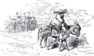 Часть вторая. Конец главы LIV. Иллюстрация Гюстава Доре (1832–1883) к «Дон-Кихоту» Мигеля де Сервантеса (1547-1616)