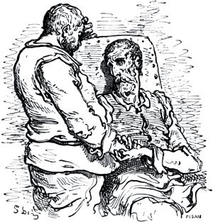 Часть вторая. Конец главы LXXI. Иллюстрация Гюстава Доре (1832–1883) к «Дон-Кихоту» Мигеля де Сервантеса (1547-1616)