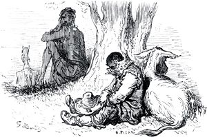 Часть вторая. Конец главы LXX. Иллюстрация Гюстава Доре (1832–1883) к «Дон-Кихоту» Мигеля де Сервантеса (1547-1616)