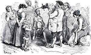 Посвящение в рыцари. Иллюстрация Гюстава Доре (1832–1883) к «Дон-Кихоту» Мигеля де Сервантеса (1547-1616)