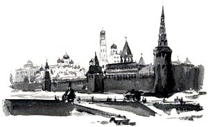 Москва. Кремль. Концовка к трилогии А. Н. Толстого «Хождение по мукам». Кукрыниксы, 1956 г.