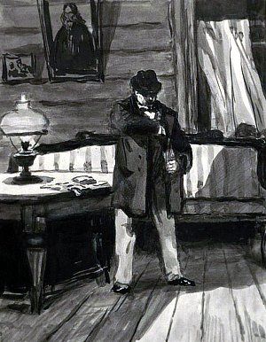 Старцев Дмитрий Ионыч. Иллюстрация к рассказу А. П. Чехова «Ионыч». Художник Гапоненко Тарас Гурьевич, 1944-1945 гг.