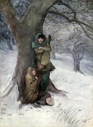 Амьен (поет). Разносись, зимний ветер, и вой! Иллюстрация к комедии Уильяма Шекспира «Как вам это понравится». Художник Хью Томсон, 1909 г.