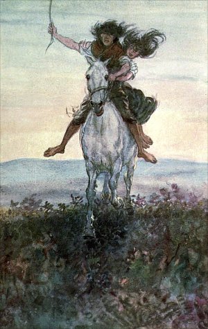 2-й паж. Как два цыгана на одной лошади. Иллюстрация к комедии Уильяма Шекспира «Как вам это понравится». Художник Хью Томсон, 1909 г.