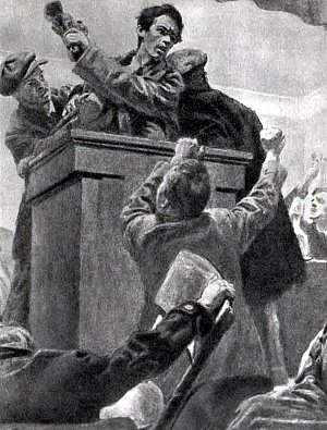 — Я все равно буду говорить! Иллюстрация к роману Н. Островского «Как закалялась сталь». Художник Е. Кибрик, 1973