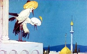 — Понимаешь ли ты теперь, великий визирь, почему я попал под действие волшебных чар? Иллюстрация к сказке «Калиф-Аист». Художник П. Репкин.