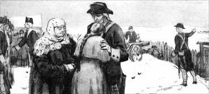 Глава VII. Приступ. Маша кинулась ему на шею и зарыдала. Иллюстрация Герасимова к «Капитанской дочке» Пушкина