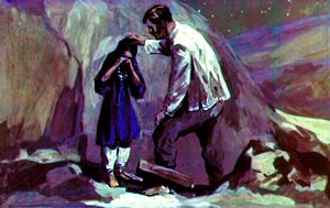 Прощание Жилина с Диной. Иллюстрация Г. Балашова к рассказу Л. Н. Толстого «Кавказский пленник»