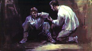 Жилин и Костылин перед побегом. Иллюстрация Г. Балашова к рассказу Л. Н. Толстого «Кавказский пленник»