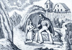 1849. Кавказский пленник. С улыбкой жалости отрадной колено преклонив... Цензор В.В. Львов. Издан. А. Белянкина. Иллюстрация к «Кавказскому пленнику» А. С. Пушкина