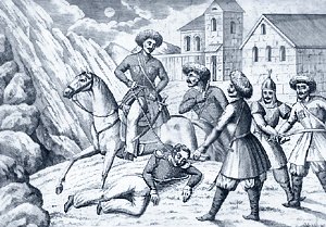 1849. Кавказский пленник. Вот русской пленник возопил; аул на крик его сбежался... Цензор Н. Е. Зернов. Иллюстрация к «Кавказскому пленнику» А. С. Пушкина