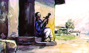 Дина с куклой. Иллюстрация Г. Балашова к рассказу Л. Н. Толстого «Кавказский пленник»