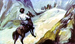 Татары верхами. Иллюстрация Г. Балашова к рассказу Л. Н. Толстого «Кавказский пленник»