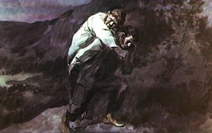 Жилин тащит Костылина. Иллюстрация Г. Балашова к рассказу Л. Н. Толстого «Кавказский пленник»