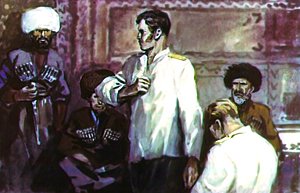 Хотите убивайте, а больше 500 рублей не напишу. Иллюстрация Г. Балашова к рассказу Л. Н. Толстого «Кавказский пленник»