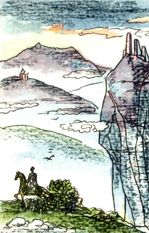 За Шайтан-горою... Иллюстрация к поэме К. Л. Хетагурова «Фатима». Художник У. К. Кануков, 1978 г.