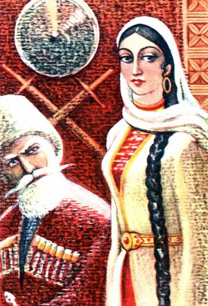Его утеха вся — Фатима... Иллюстрация к поэме К. Л. Хетагурова «Фатима». Художник У. К. Кануков, 1978 г.