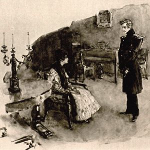 Объяснение Печорина с княжной Мери. Иллюстрация В. А. Серова к роману М. Ю. Лермонтова «Герой нашего времени»
