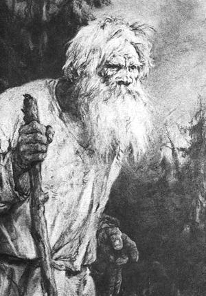 Савелий. Иллюстрация В. А. Серова к поэме Н. А. Некрасова «Кому на Руси жить хорошо»