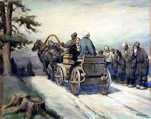 Соседнего помещика Гаврилу Афанасьича Оболта-Оболдуева та троечка везла… Художник&nbsp;Б. И. Кожин, 1938