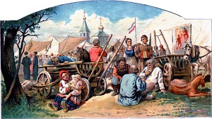 Сельская ярмарка. Литография Т-ва И.Д. Сытина и Ко. 1902