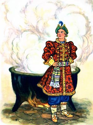 Осмотрелся, подбодрясь, с важным видом, будто князь. Иллюстрация Николая Кочергина к «Коньку-горбунку» Петра Ершова