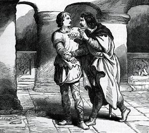 Вот ключ от моей двери. Если вы вздумаете выйти, не ходите без оружия... Иллюстрация к трагедии Шекспира «Король Лир» (1608)
