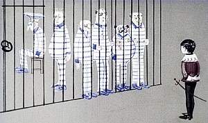 Король Матиуш Первый и министры. Иллюстрация к повести Януша Корчака «Король Матиуш Первый». Художник И. Рублев, 1968 г.