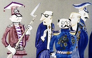 — Арестуйте этих господ! — крикнул Матиуш. — Отведите их в тюрьму. Иллюстрация к повести Януша Корчака «Король Матиуш Первый». Художник И. Рублев, 1968 г.