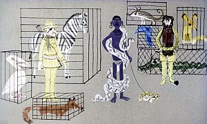 Съехались купцы из всех стран света, чтобы договориться, какие нужны звери, птицы и змеи для зоологического сада. Иллюстрация к повести Януша Корчака «Король Матиуш Первый». Художник И. Рублев, 1968 г.