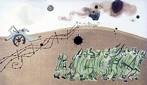 Была минута, когда Матиуш готов был крикнуть: «Я король Матиуш! Пусть полковник приказывает, что хочет, а я не позволяю отступать! Король главнее полковника». Иллюстрация к повести Януша Корчака «Король Матиуш Первый». Художник И. Рублев, 1968 г.
