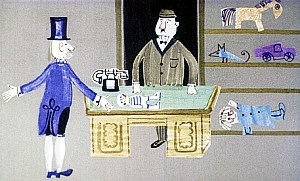 — Видите ли, король должен часто показываться. Ему придется ездить в коляске по городу, чтобы не думали, что он боится войны и прячется. А для чего ребенка все время возить по городу?.. Иллюстрация к повести Януша Корчака «Король Матиуш Первый». Художник И. Рублев, 1968 г.