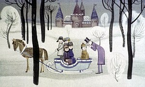 Фелек предложил кататься на санях... Иллюстрация к повести Януша Корчака «Король Матиуш Первый». Художник И. Рублев, 1968 г.