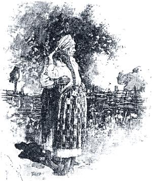 — Не плачь, доню, не плачь, ясочко, — говорила старая Прися. — Не плачь, видно такая божия воля. Судный день («Иом-кипур»). Иллюстрация 1895 г.