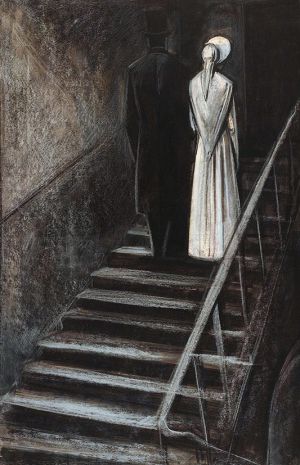 После свадьбы. Иллюстрация Минаева к повести «Кроткая», 1969