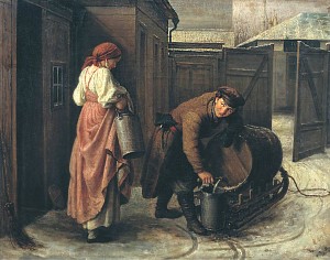 Бочка на картине С. И. Грибкова «Водовоз». 1873