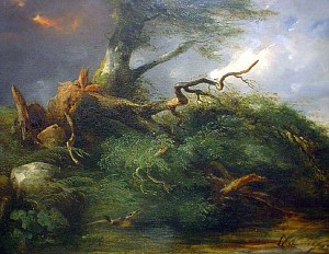 Сюжет басни «Дуб и Трость» на картине Жюля Луи Филиппа Куанье, 1851