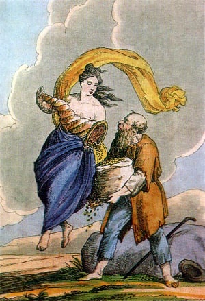Фортуна и Нищий. Художник А. П. Сапожников, 1834 г.