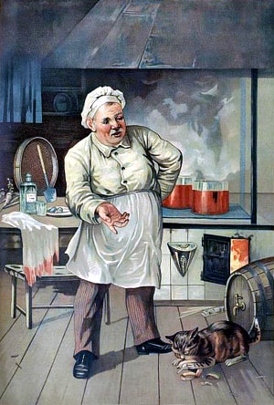 Иллюстрация к басне И. А. Крылова «Кот и Повар». Неизвестный мастер, 1895 г.