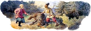 Иллюстрация к басне И. А. Крылова «Крестьянин и Работник». Рисунок в альбоме эскизов для чайного сервиза на темы басен И. А. Крылова. Неизвестный художник, 1876 г.