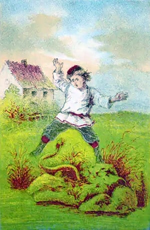 «Мальчик и Змея». Хромолитография, 1860-е