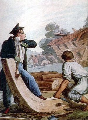 Иллюстрация А. П. Сапожникова к басне И. А. Крылова «Механик», 1834 г.